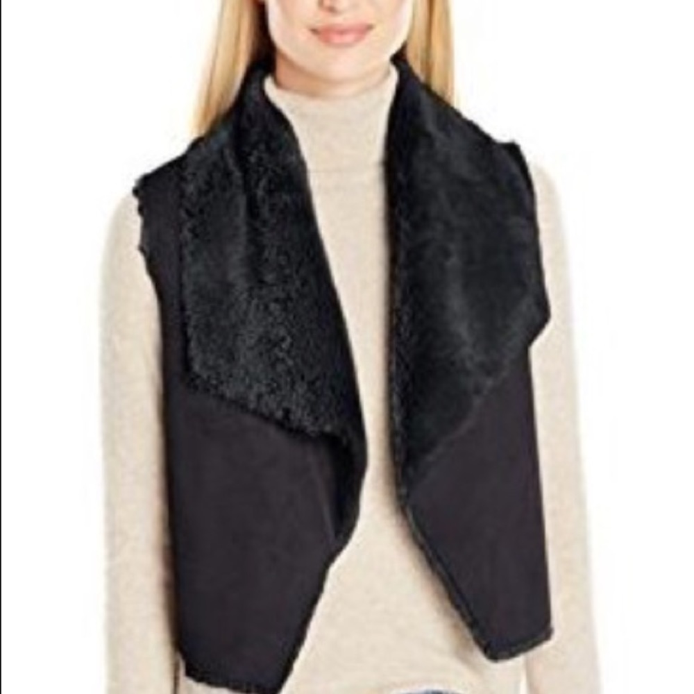 Black faux fur vest